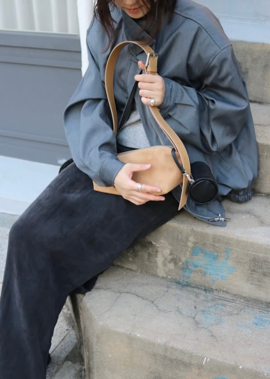 Suede baguette bag
