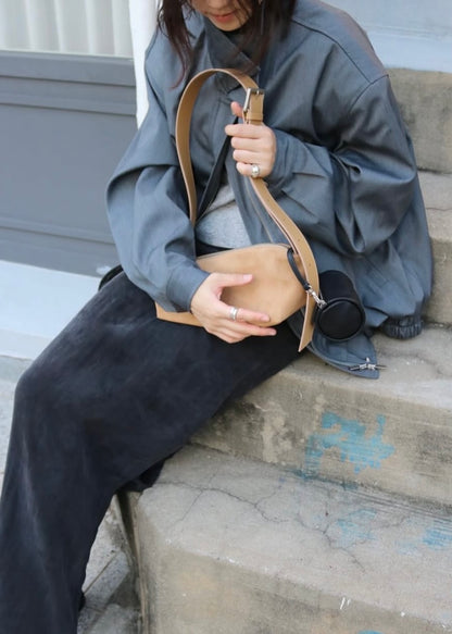 Suede baguette bag