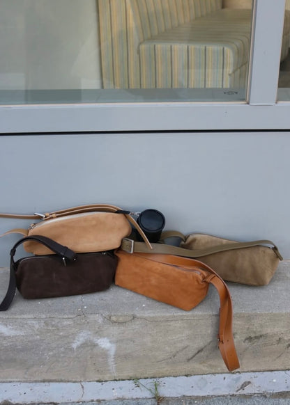 Suede baguette bag