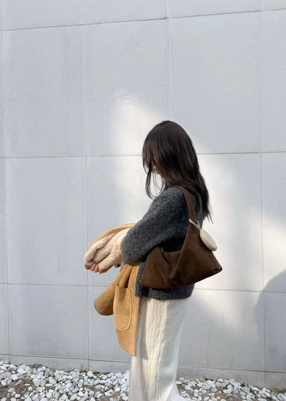 Suede croissant bag