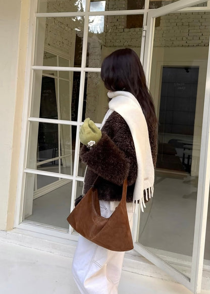 Suede croissant bag