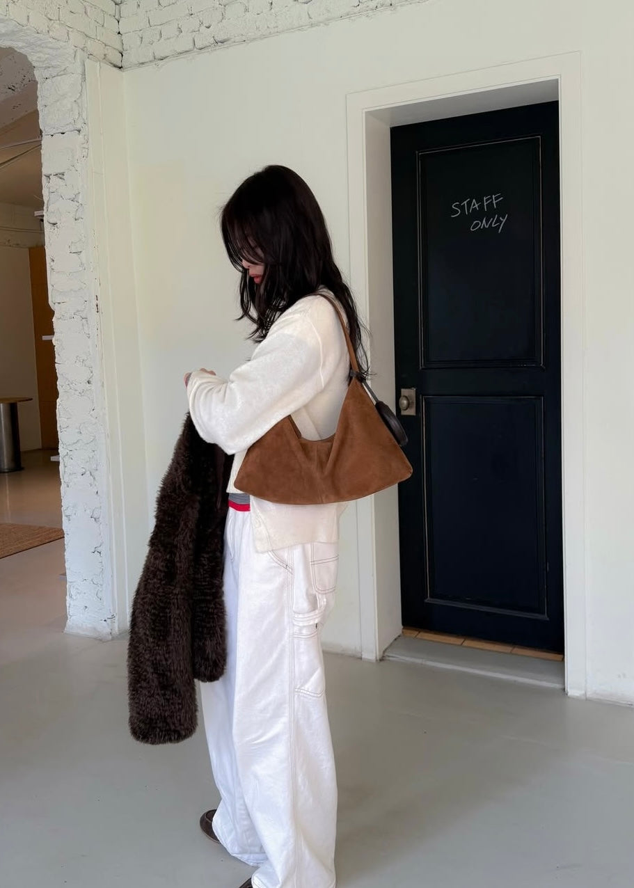 Suede croissant bag