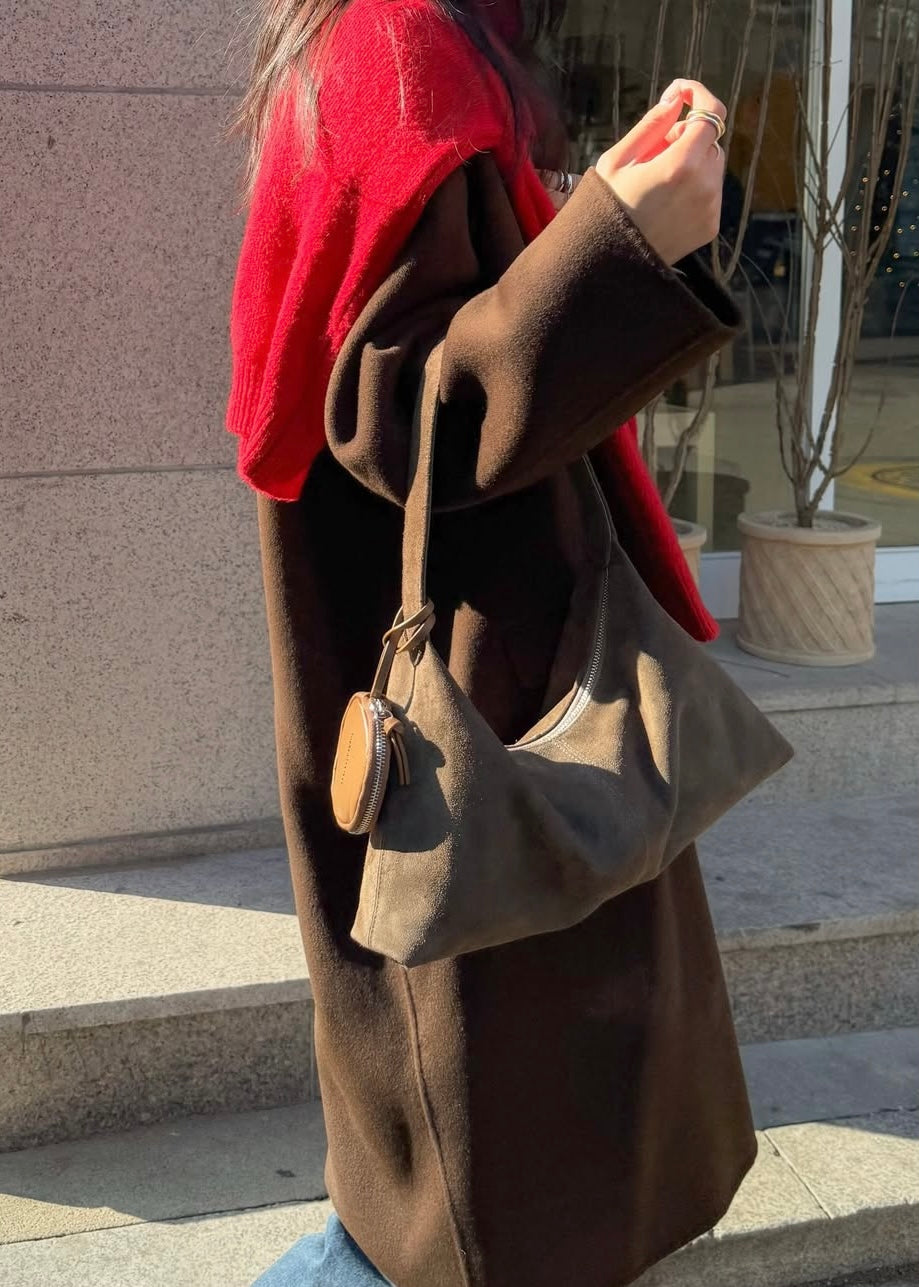 Suede croissant bag
