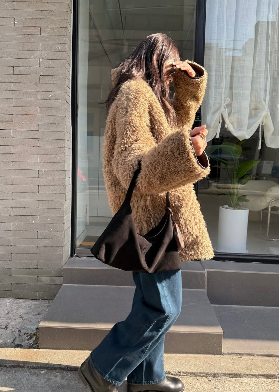 Suede croissant bag