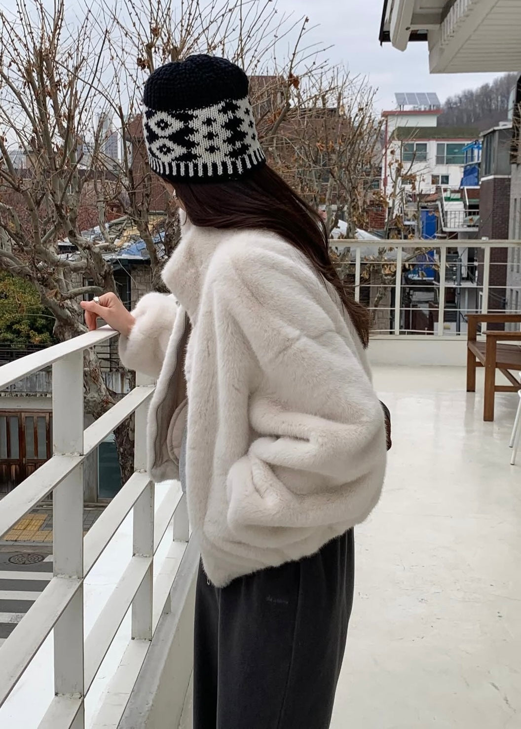 Vegan fur cropped jacket