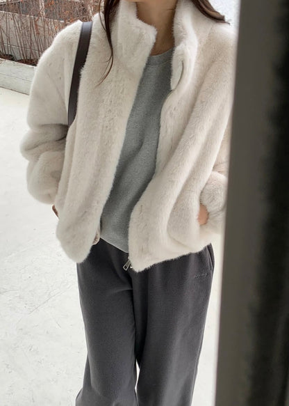 Vegan fur cropped jacket