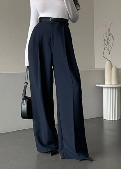 Double pleated wide slacks