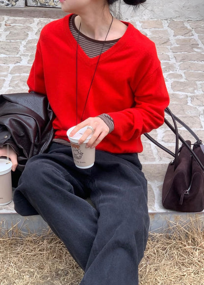 V-neck wool sweater