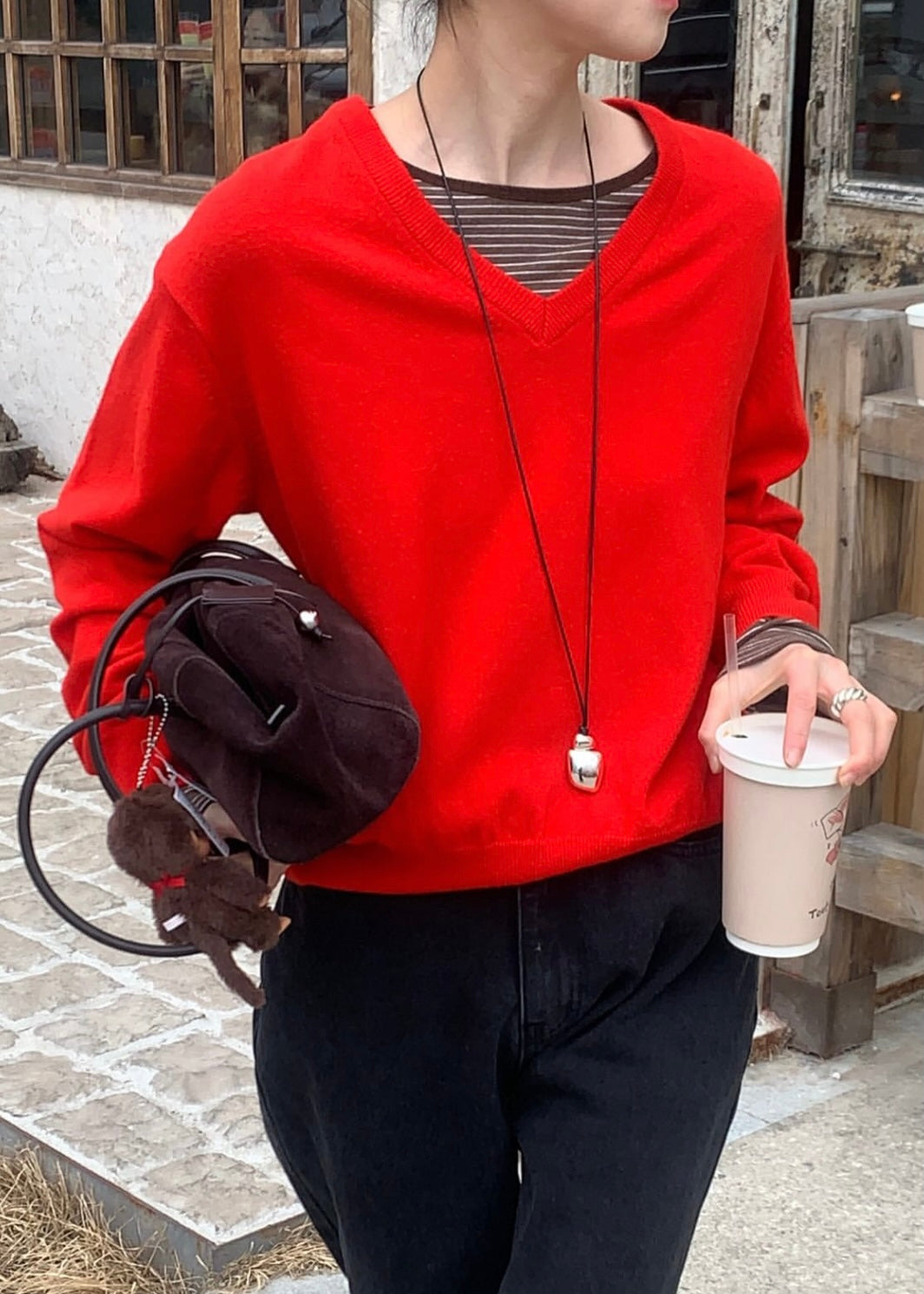 V-neck wool sweater