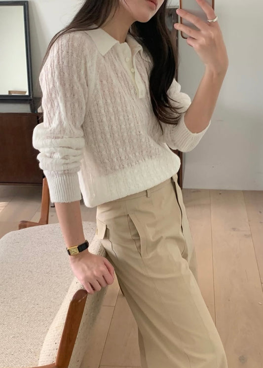 Textured pattern knit polo