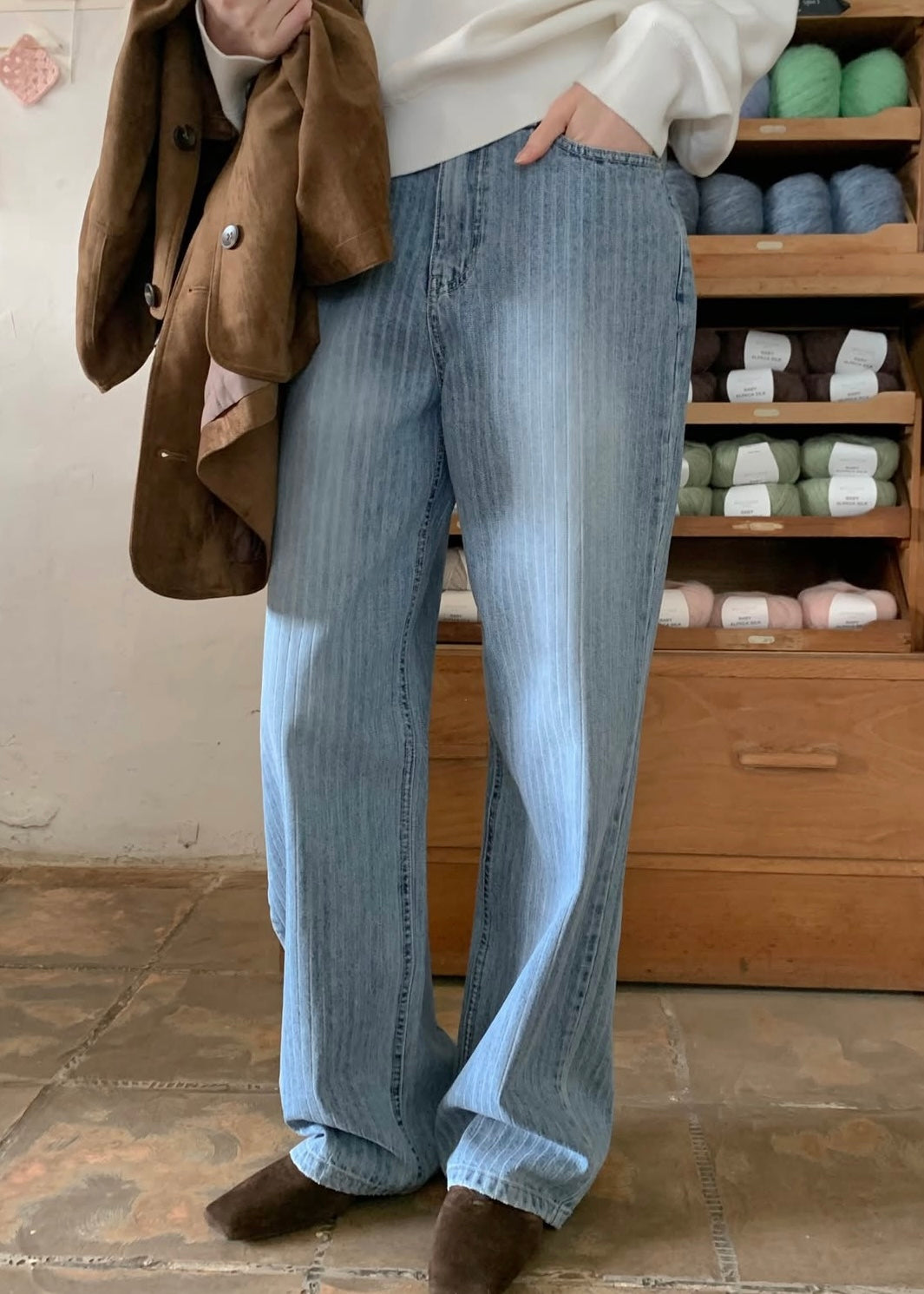 Stripes boyfriend jeans