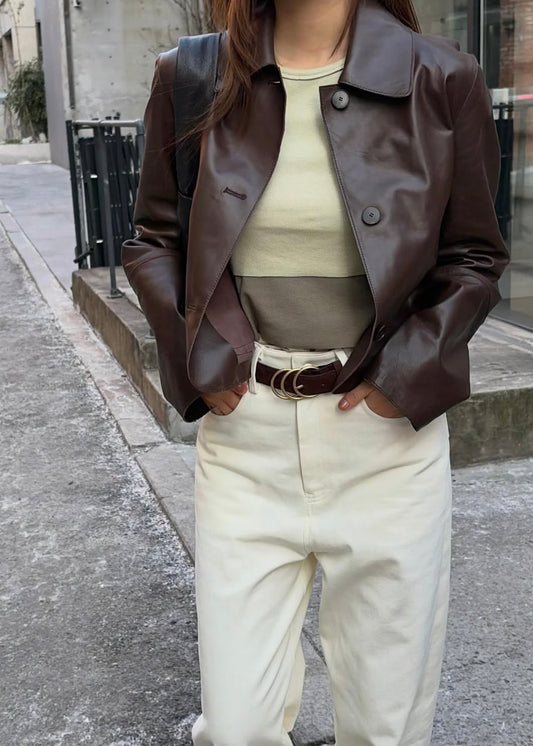 Flat collar Short jacket