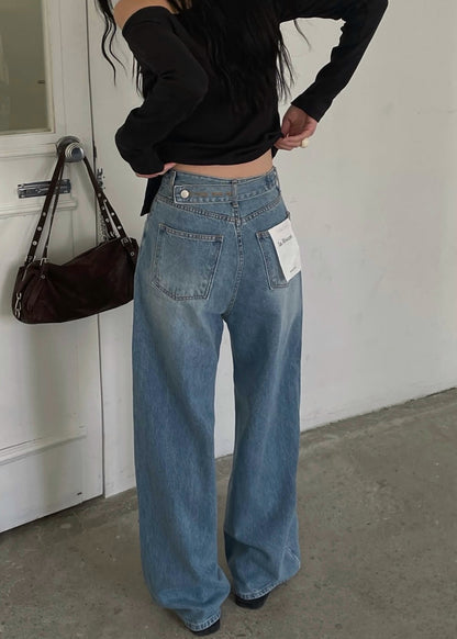 Denim belted Straight jeans