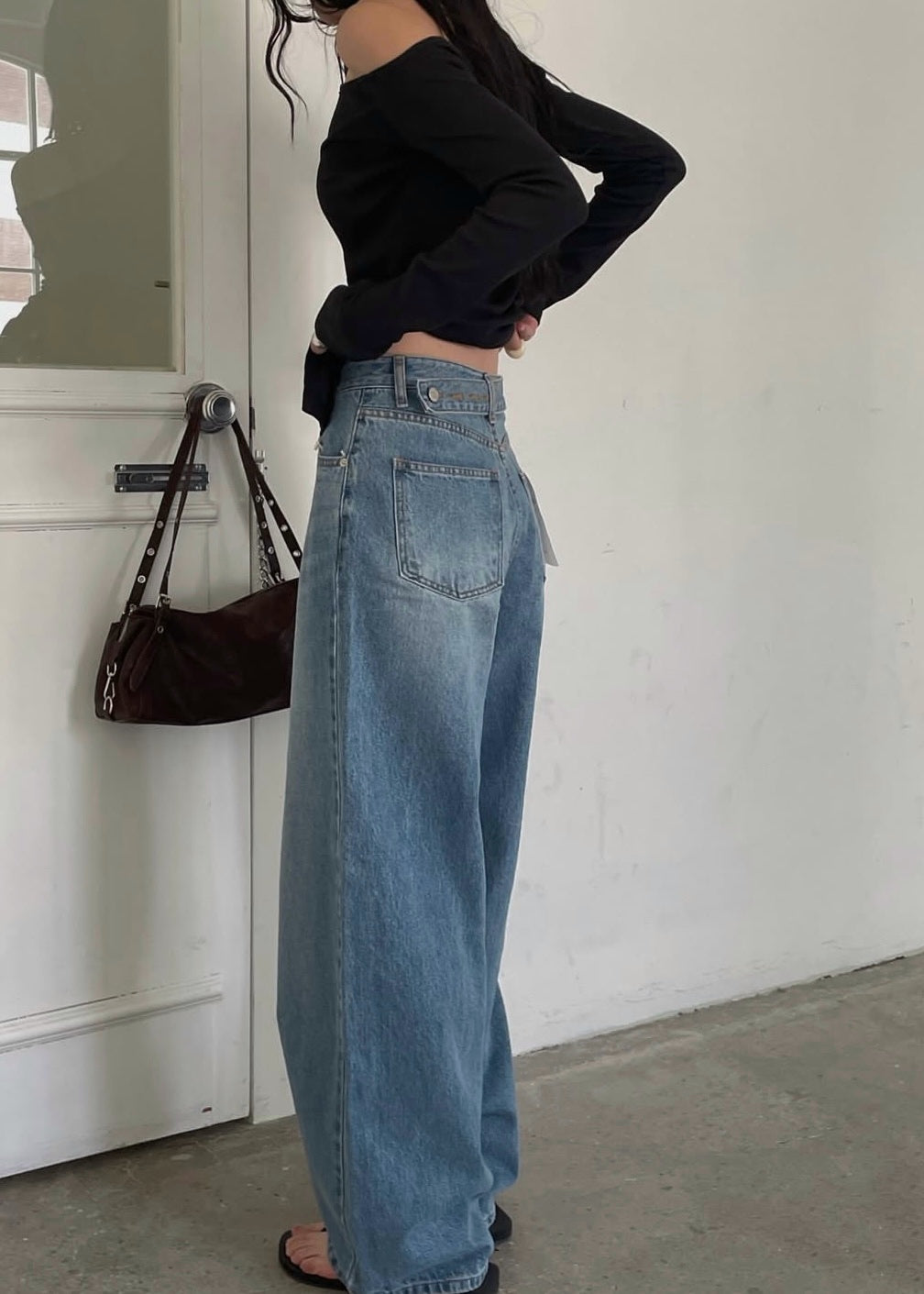 Denim belted Straight jeans