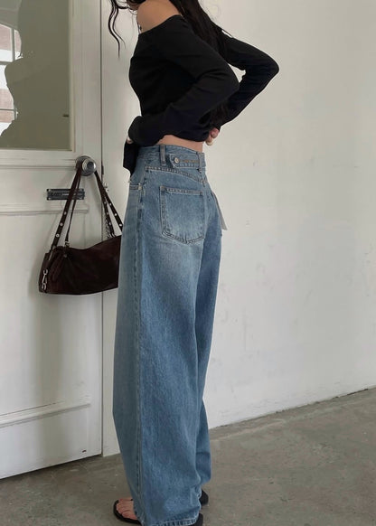 Denim belted Straight jeans