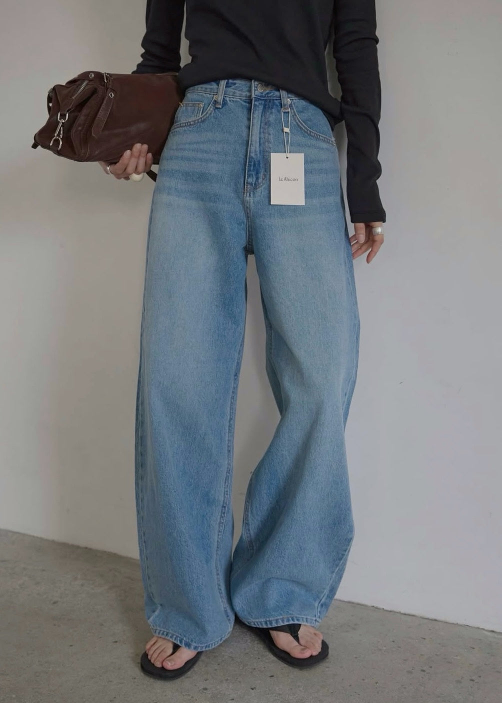 Denim belted Straight jeans