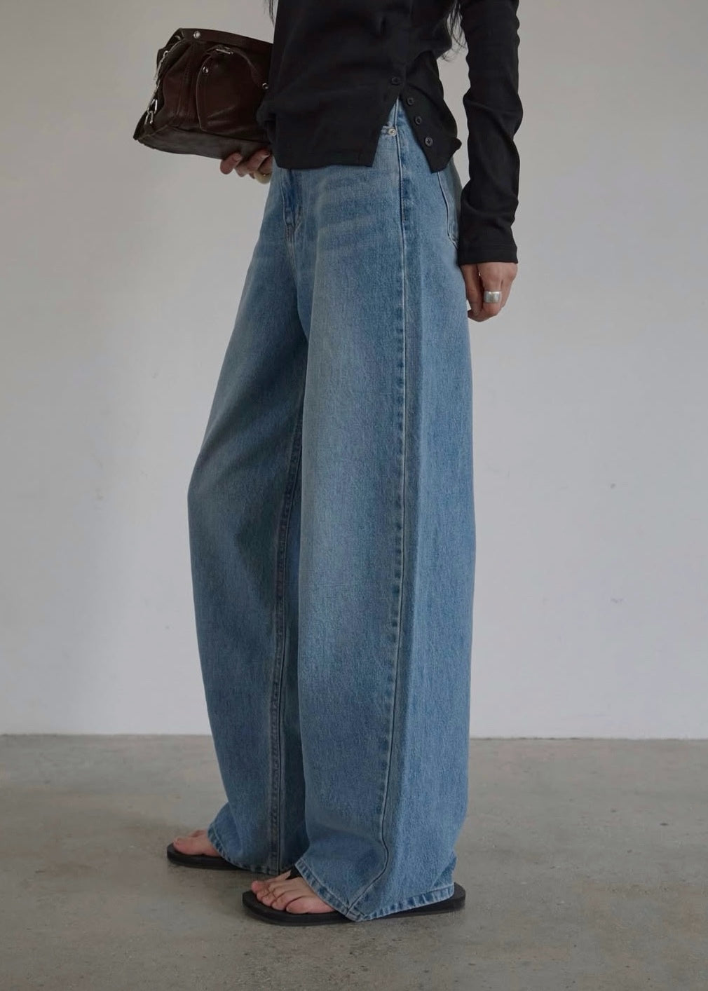 Denim belted Straight jeans