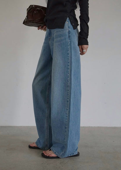 Denim belted Straight jeans