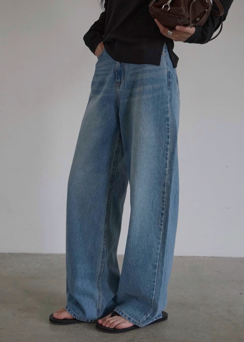 Denim belted Straight jeans