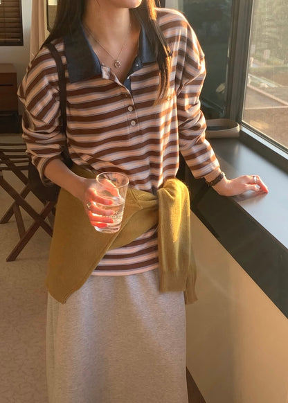 Denim collar rugby shirt