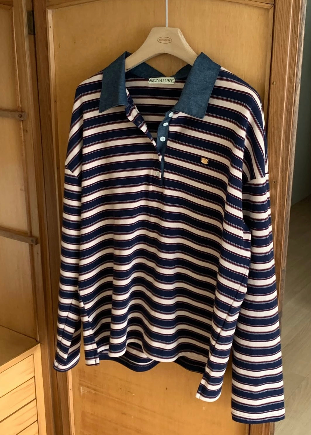 Denim collar rugby shirt