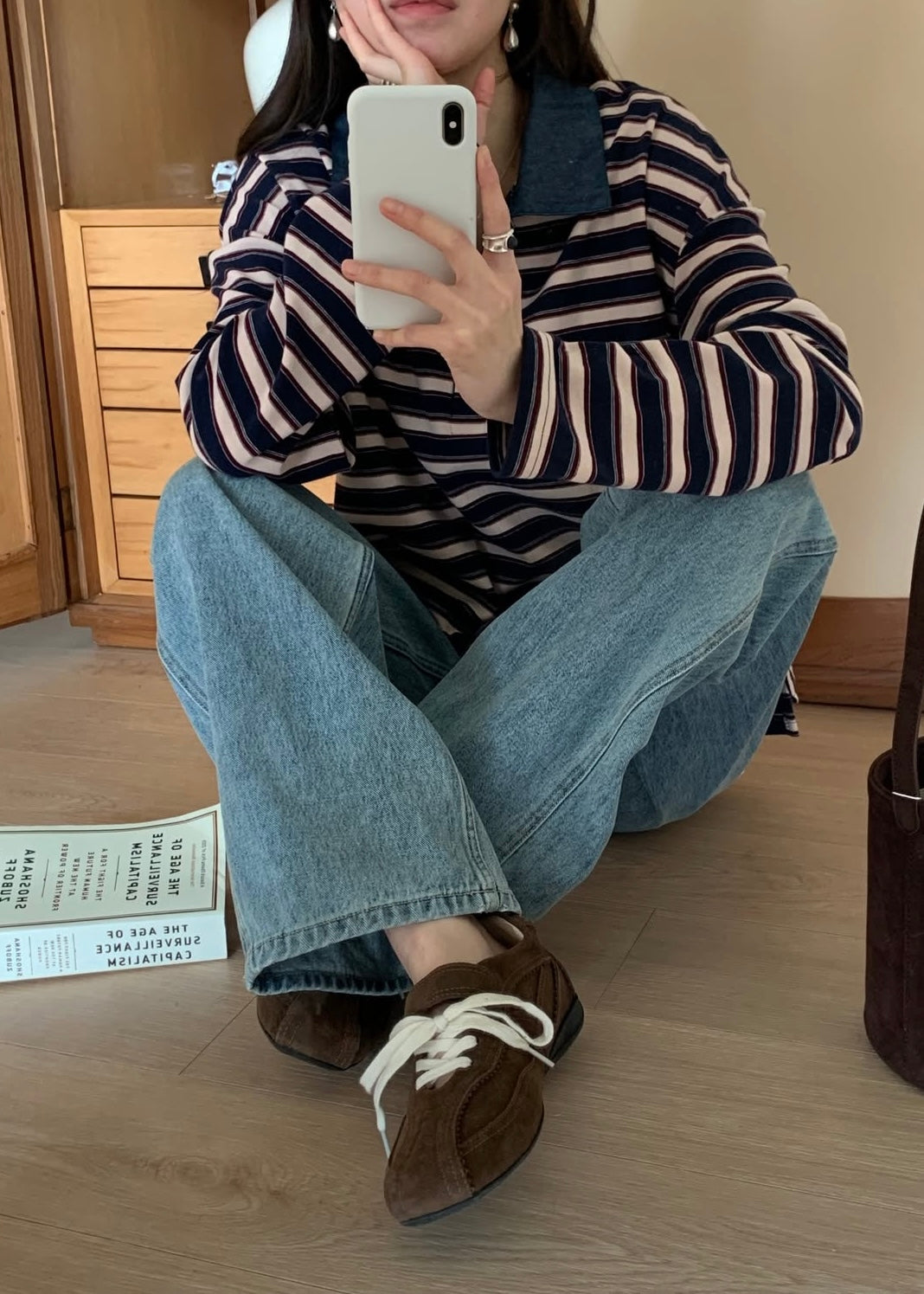 Denim collar rugby shirt