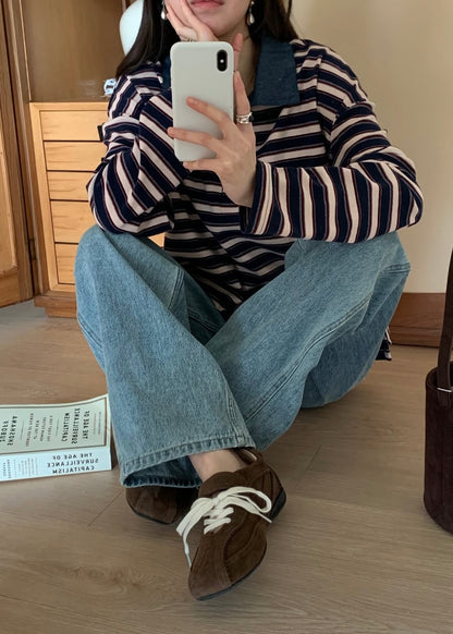 Denim collar rugby shirt