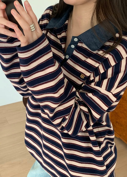 Denim collar rugby shirt