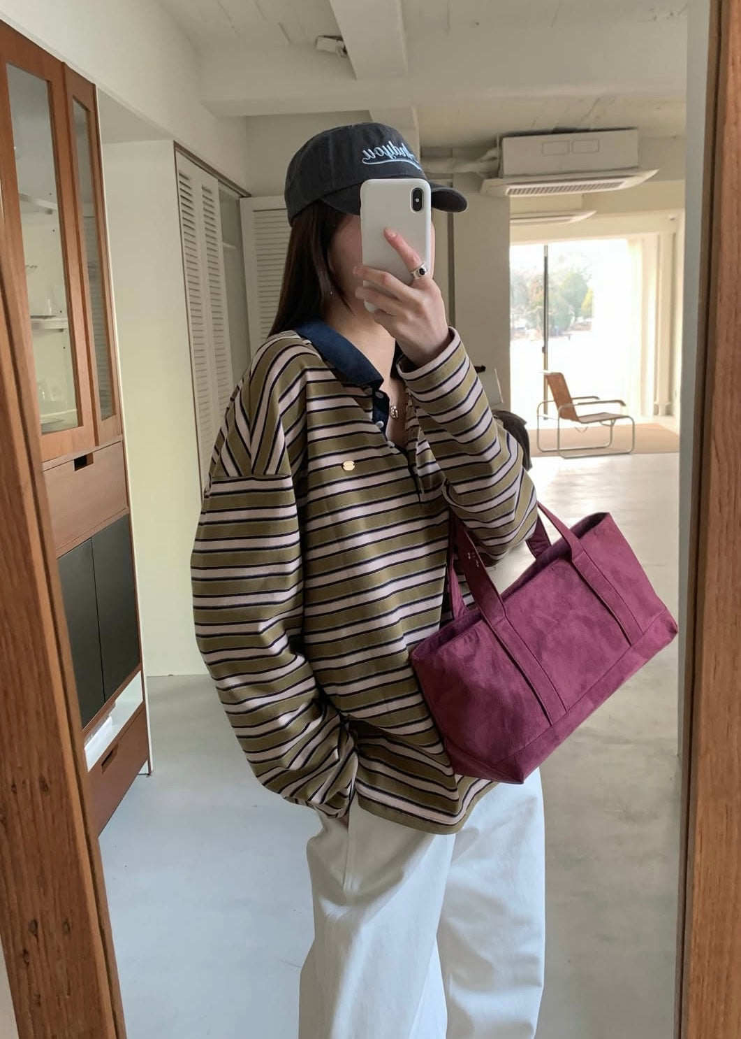 Denim collar rugby shirt