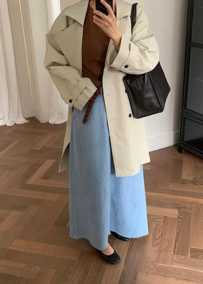 Loosen A-line denim skirt