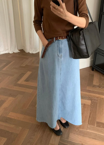 Loosen A-line denim skirt