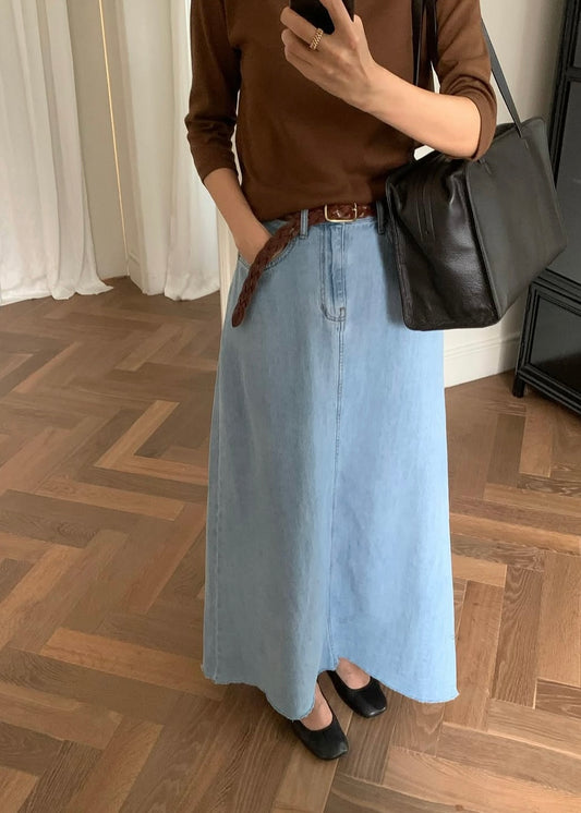 Loosen A-line denim skirt