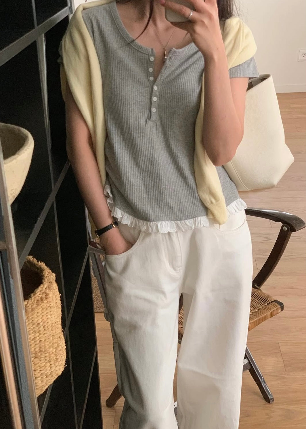 Lace bottom henry tee