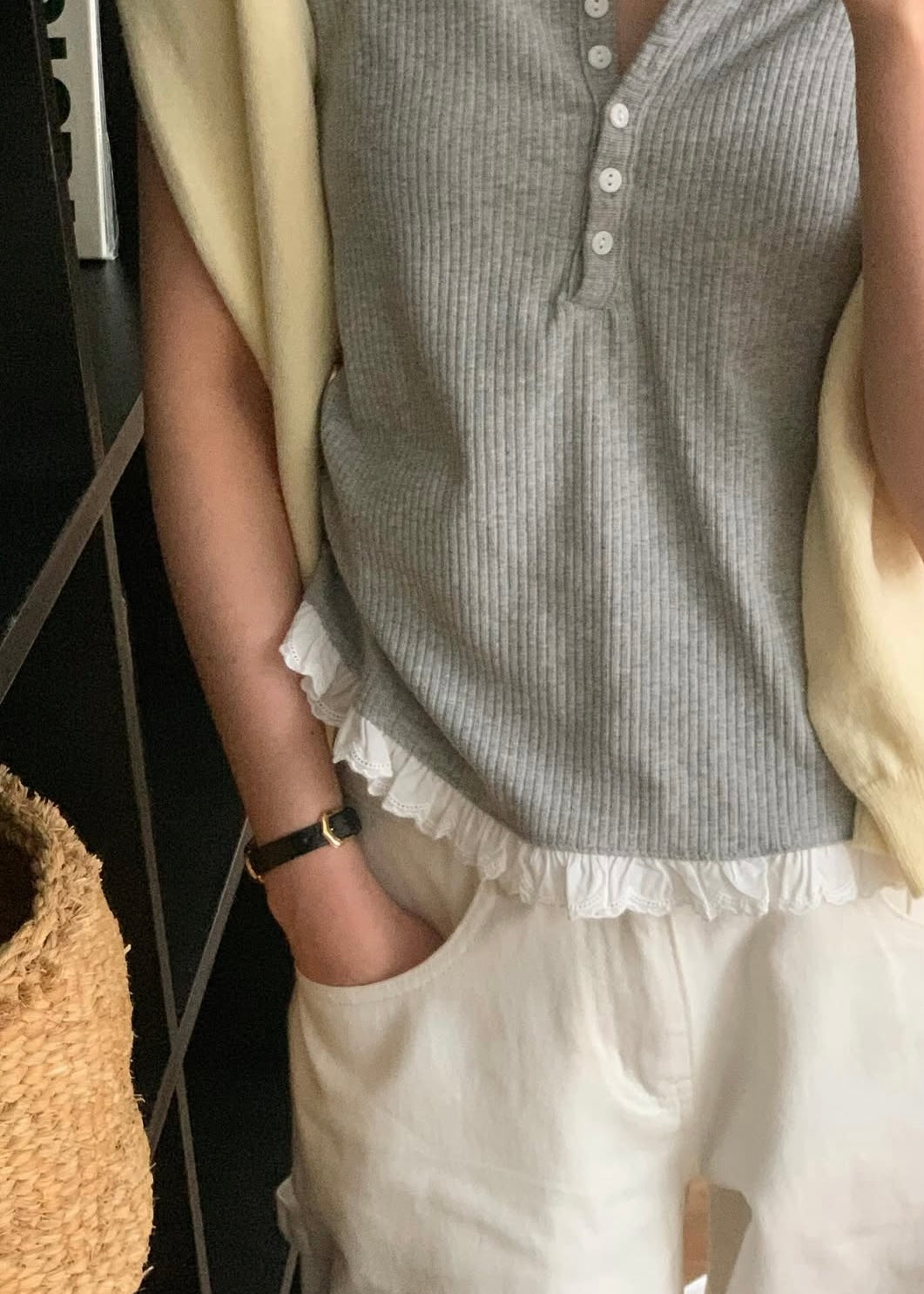 Lace bottom henry tee