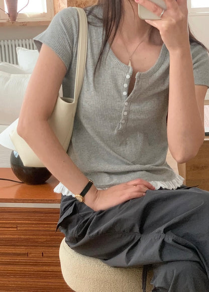 Lace bottom henry tee