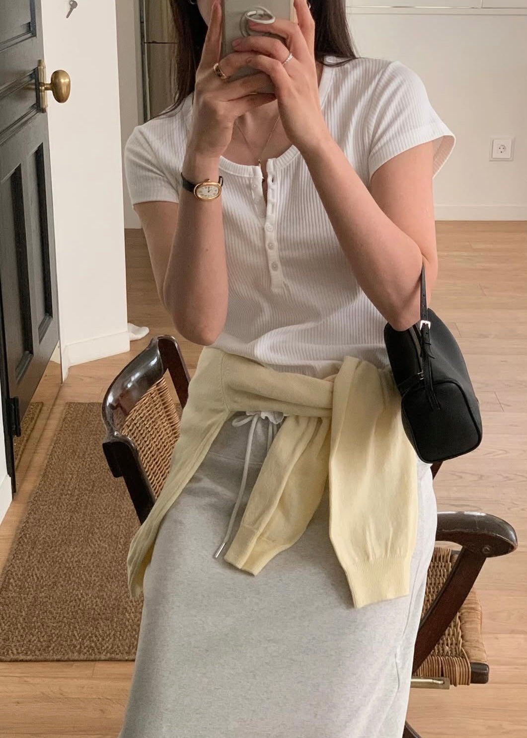 Lace bottom henry tee