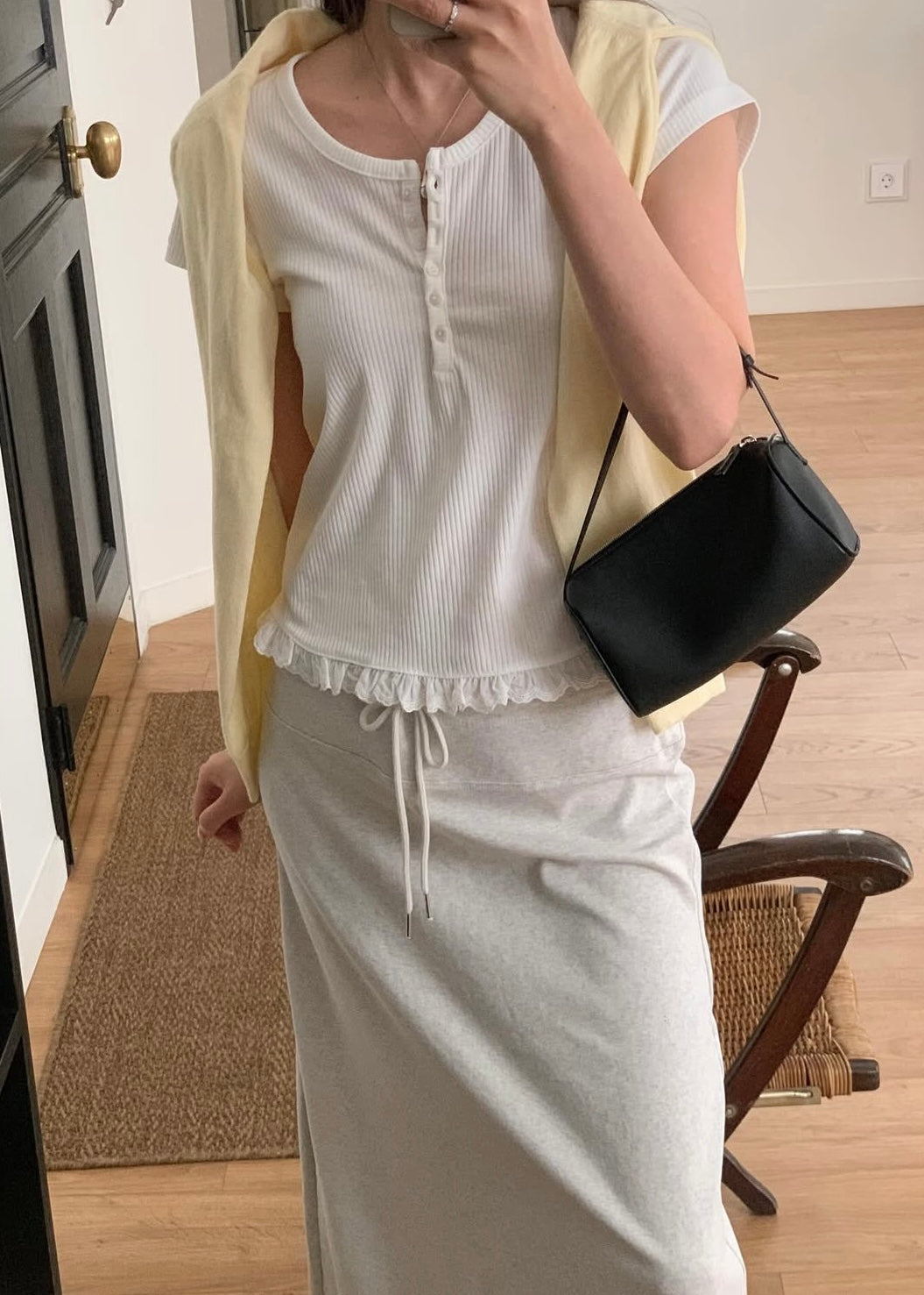 Lace bottom henry tee