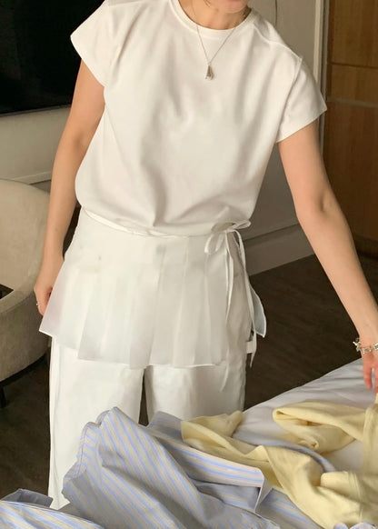 Patched shoulder mini tee