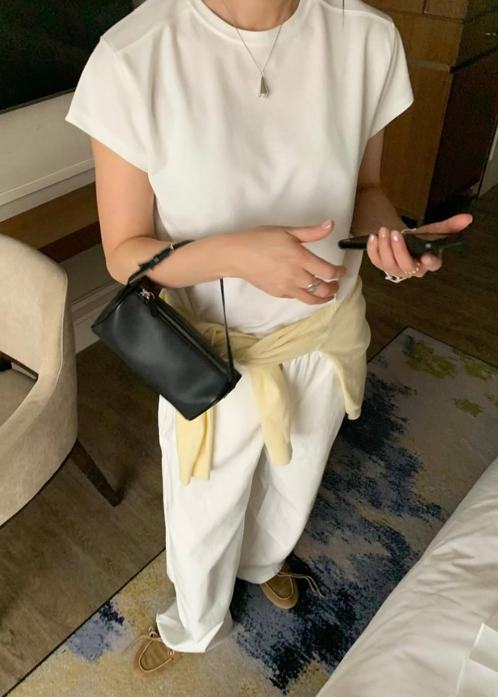 Patched shoulder mini tee