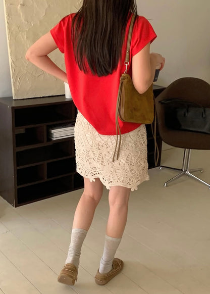Patched shoulder mini tee