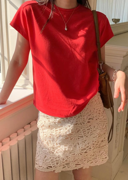 Patched shoulder mini tee