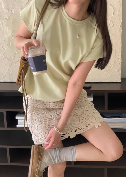 Patched shoulder mini tee