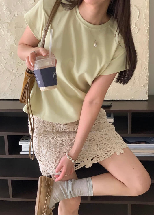 Patched shoulder mini tee