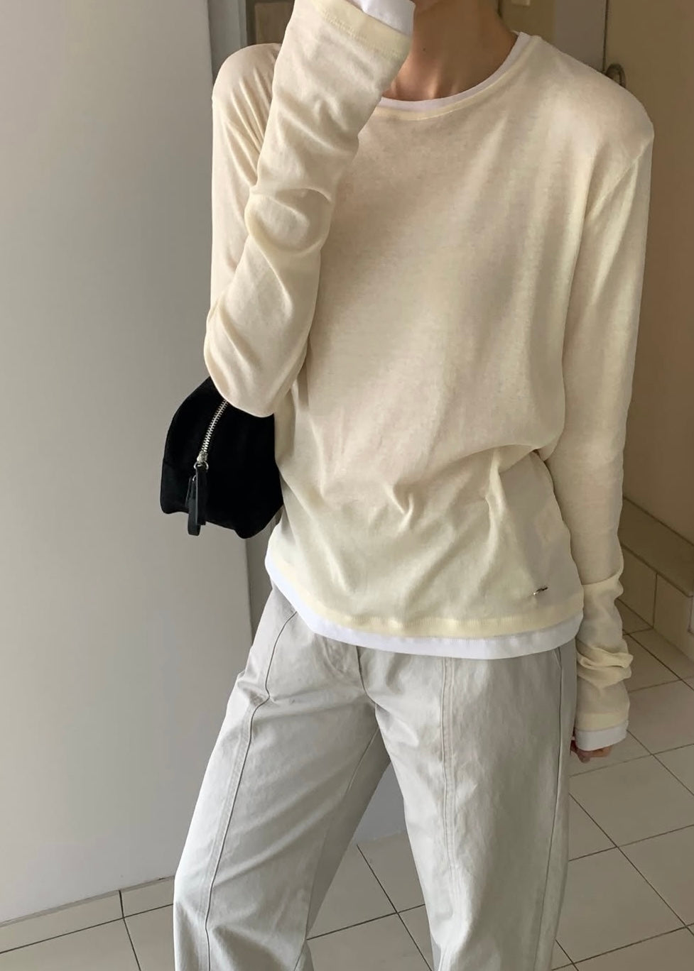 Silver pin layered tee
