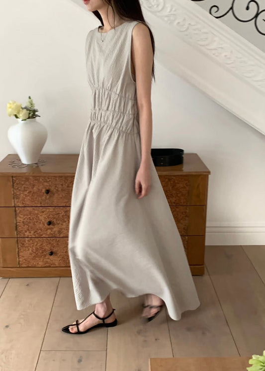 Crepe waist sleeveless dress