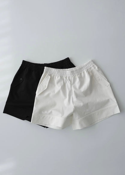 Boxy twill casual shorts
