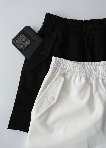 Boxy twill casual shorts