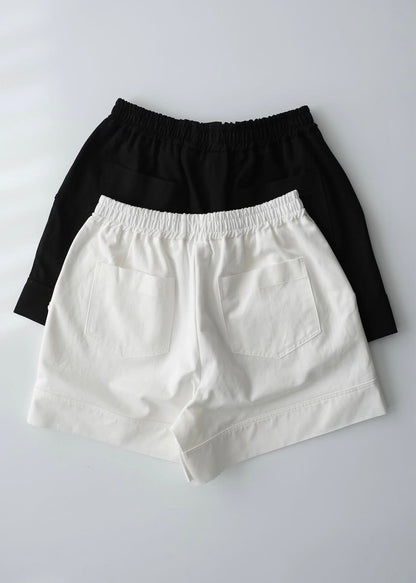 Boxy twill casual shorts