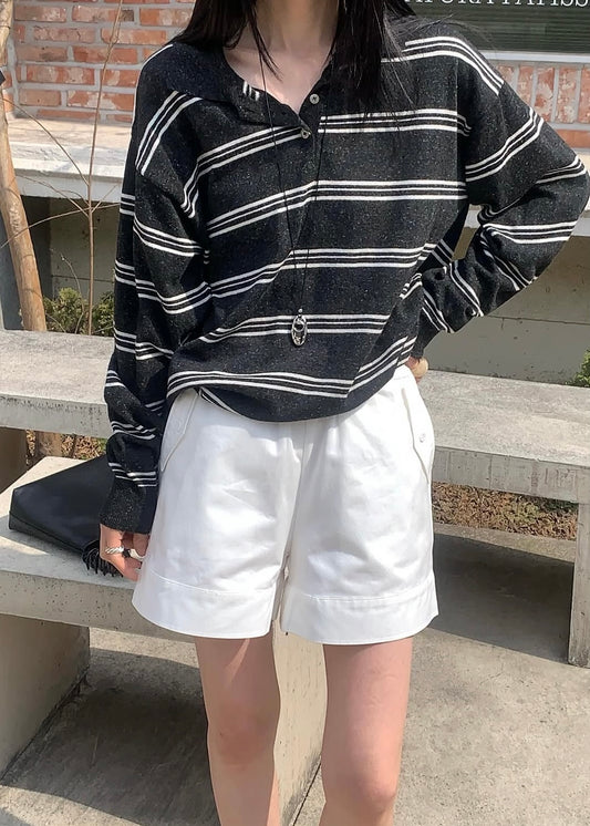 Boxy twill casual shorts