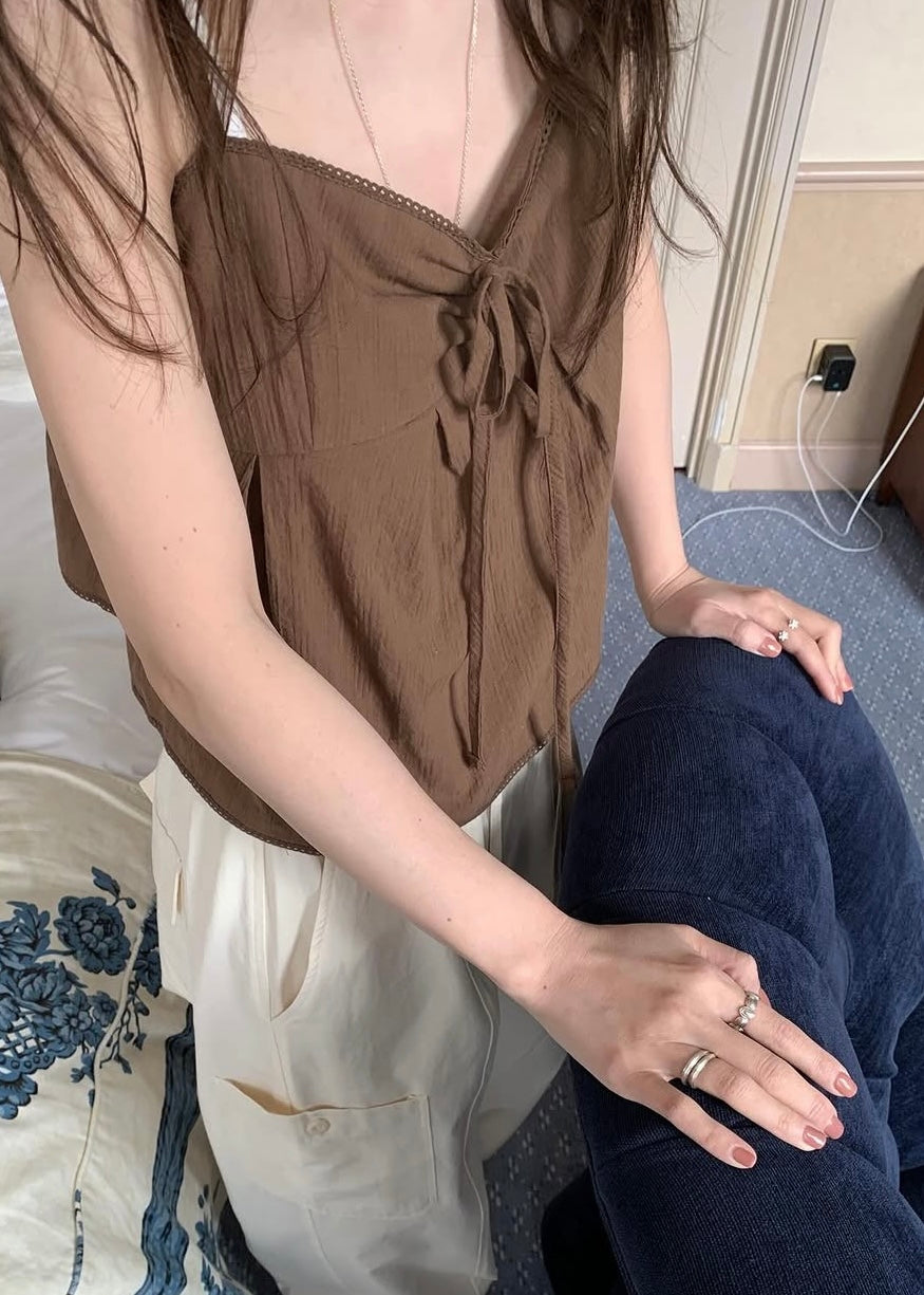 Ribbon tie flare blouse